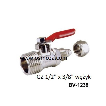 Zawór kulowy mosiężny GZ1/2" x 3/8"   BV1238